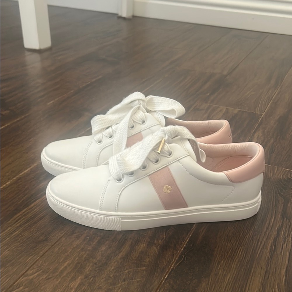 Women's Kate Spade White and Pink Sneakers